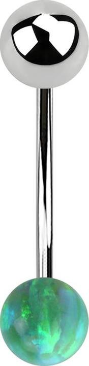Immagine prodotto Star Piercing Micro banana argento con palla e palla verde opale (senza ottone, Acciaio chirurgico 316L)