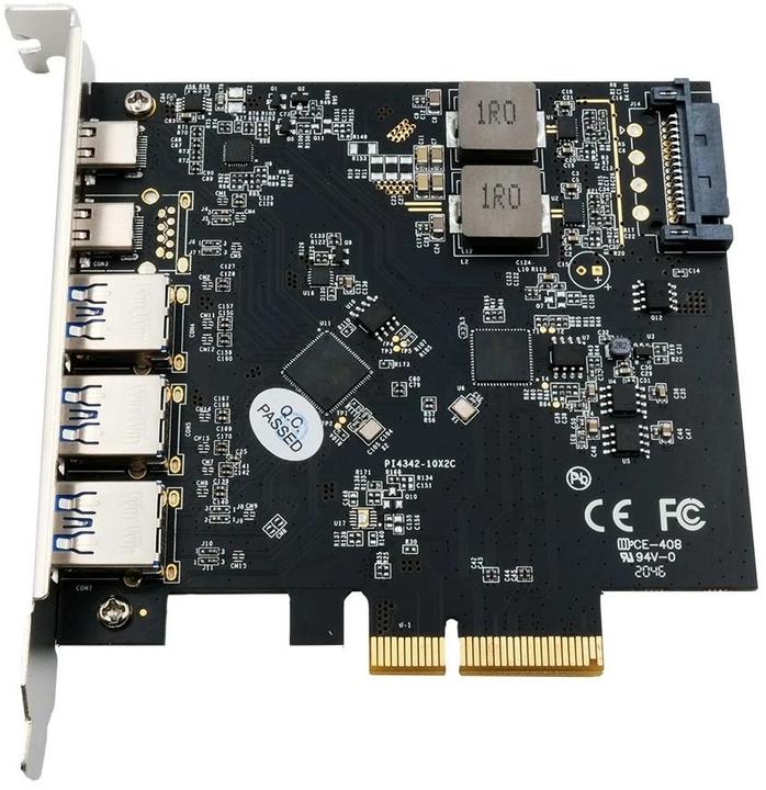 Image du produit Exsys Carte PCIe (x2) GmbH USB 3.2 Gen2 à 5 ports (connecteurs 3A+2C)