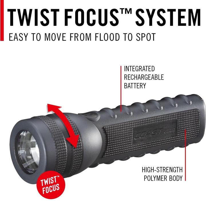 Actual product image Coast GX40R Wasserdichte wiederaufladbare Taschenlampe 3000 Lumen (20.30 cm, 2000 lm)