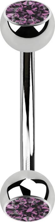 Immagine prodotto Star Piercing Banana argento con due sfere di cristallo viola chiaro (Acciaio chirurgico 316L)