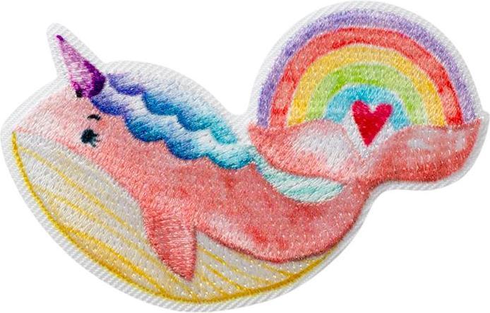 Image du produit Mono Quick Applikationen - Kids and Hits - aufbügelbar Wal mit Regenbogen farbig 5,8x3,8 cm 1 Stück (1 x)