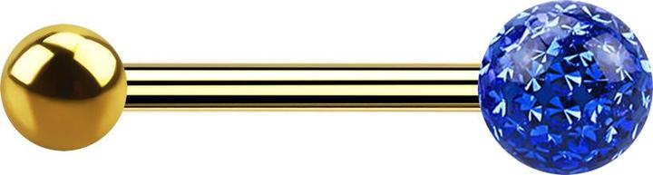 Actual product image Star Piercing Gold-plated barbell with ball and crystal ball dark blue epoxy protective layer (without brass, Titanium G23)