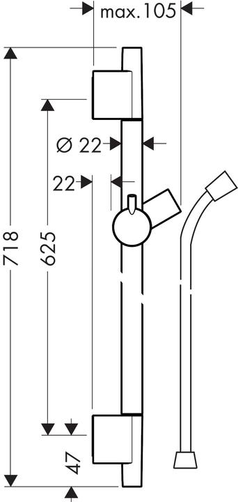 Produktbild hansgrohe Unica Duschstange S Puro 65 cm mit Isiflex Duschschlauch 160 cm