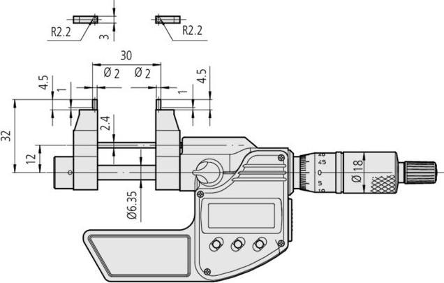 Actual product image Mitutoyo Digital Schnabel micrometer with data output (mm)