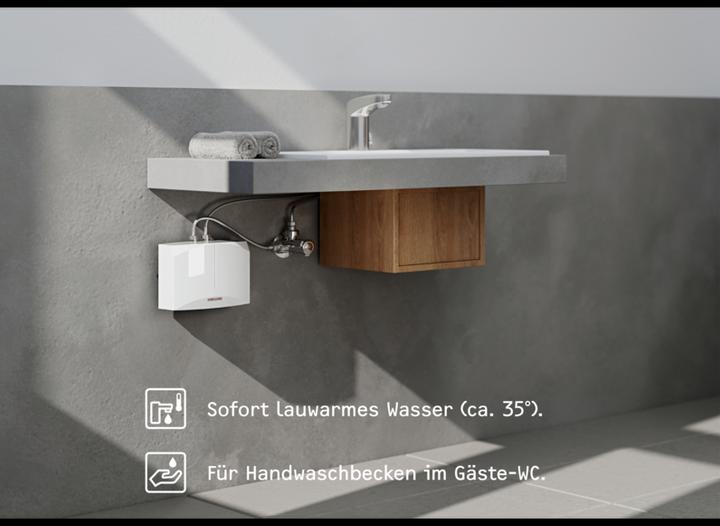 Produktbild Stiebel Eltron DEM 4 Elektronischer Mini Durchlauferhitzer nur fürs Handwaschbecken, 4,4 kW, ohne Stecker, VDE