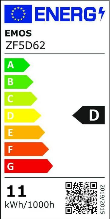 Etichetta energetica Emos Lampada LED filamento A60 / E27 / 10,5 W (100 W) / 1521 lm / Bianco caldo (E27, 10.50 W, 1521 lm, 1 x, D)