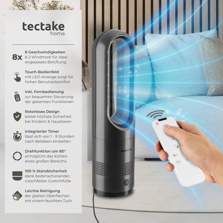 Image du produit tectake ventilateur colonne Polar, oscillation à 80°, incl. minuterie (55 dB)