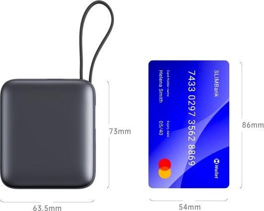 Actual product image Swissten Power Bank 10000 Mah with Built-In Cables USB-C and Lightning Space Silver (10000 mAh, 22.50 W, 22.50 Wh)