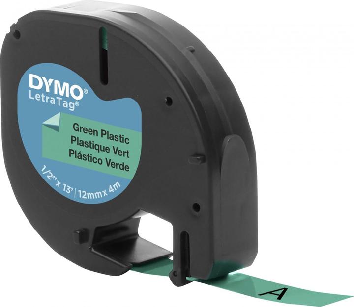 Actual product image Dymo Plastic Ribbon Black on Green (1.20 cm, Green, Black)
