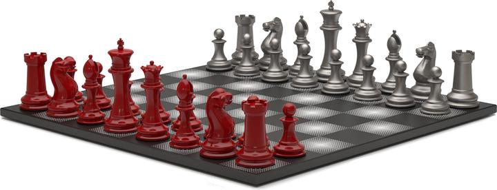 Immagine prodotto Skyline Chess Gioco degli scacchi - Serie Acciaio - Rosso vs Argento - Gloss finish (with Wooden Gradient Square B