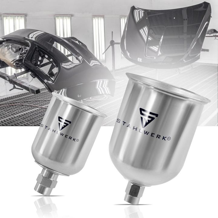 Produktbild Stahlwerk Alu Lackierbecher Set / Fliessbecher 125 ml und 600 ml Farbbecher