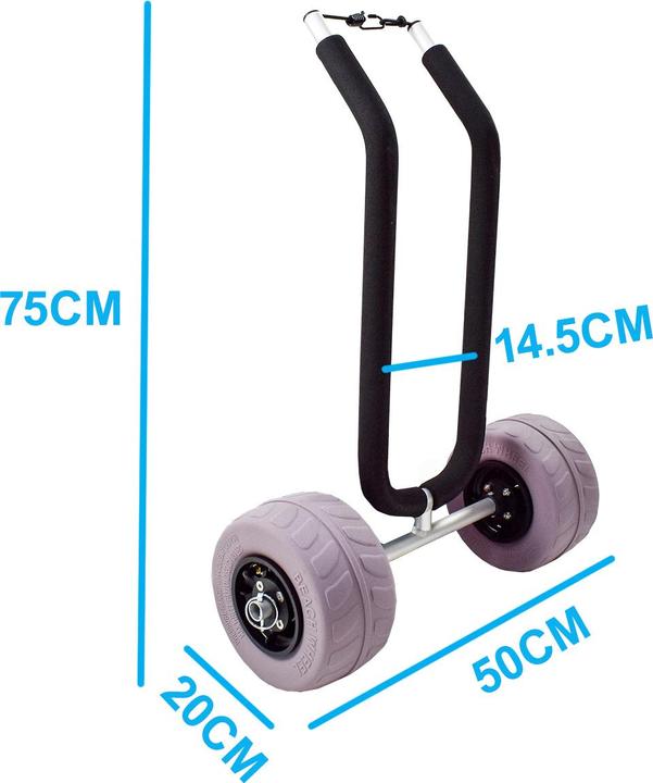 Actual product image 9WS Chariot alu 1 paddle roues basse pression spcial plage
