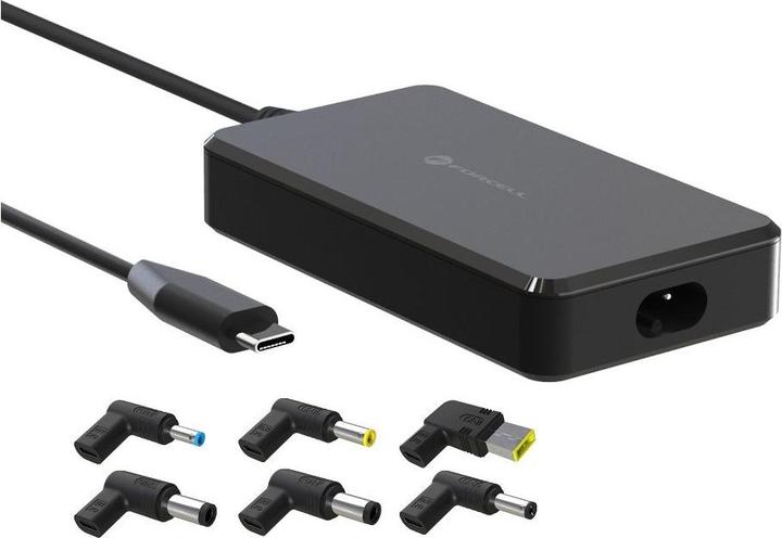 Forcell Adapter F-ENERGY E856 uniwersal laptop charger 65W (6 adaptors) - czarny (65 W)