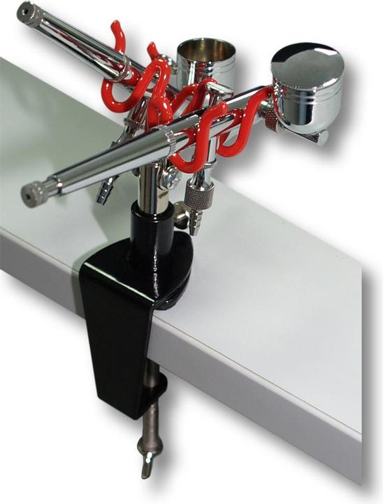 Produktbild Wiltec Airbrush Zubehör Pistolenhalter für 2 Pistolen Tischmontage Halter Ständer