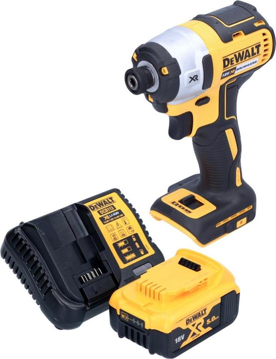 Produktbild DeWalt DCF 887 P1 Akku Schlagschrauber 18 V 205 Nm 1/4" Brushless + 1x Akku 5,0 Ah + Ladegerät (Akkubetrieb)