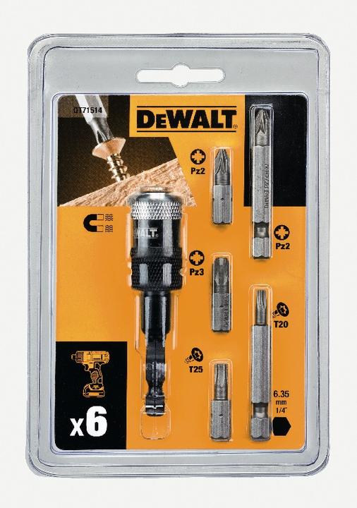 Produktbild DeWalt Satz für Schlagschrauber 6-tlg. -DT71514 (1x TX 20x50 mm, 1mm Pz3x25, 1mm Pz2x50, T25x25 1mm)