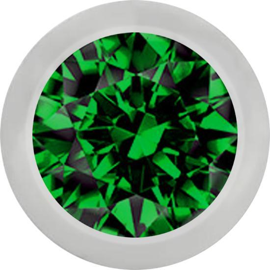 Image du produit Star Piercing Micro boule argentée avec cristal vert (sans laiton, Acier chirurgical 316L)