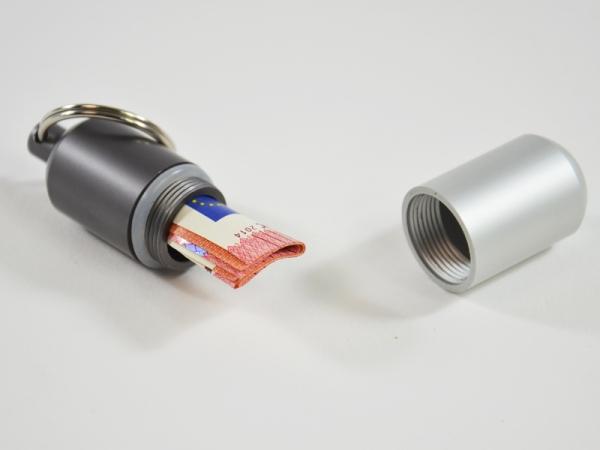 Produktbild Kögler Notfallkapsel, Geldscheinbehälter, wasserdicht, Aluminium, 7x2cm