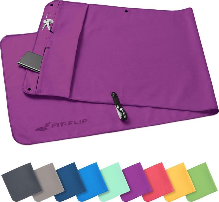 Immagine prodotto Fit-Flip Fitnesshandtuch Mikrofaser mit Reissverschlusstasche 130x48cm (130 x 48 cm)