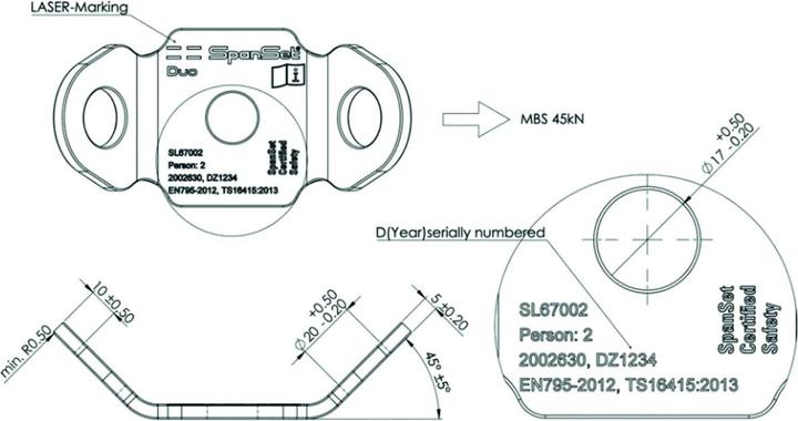 Actual product image SpanSet Anschlagspunkt DUO (Fall-arrest device, 14 kg)