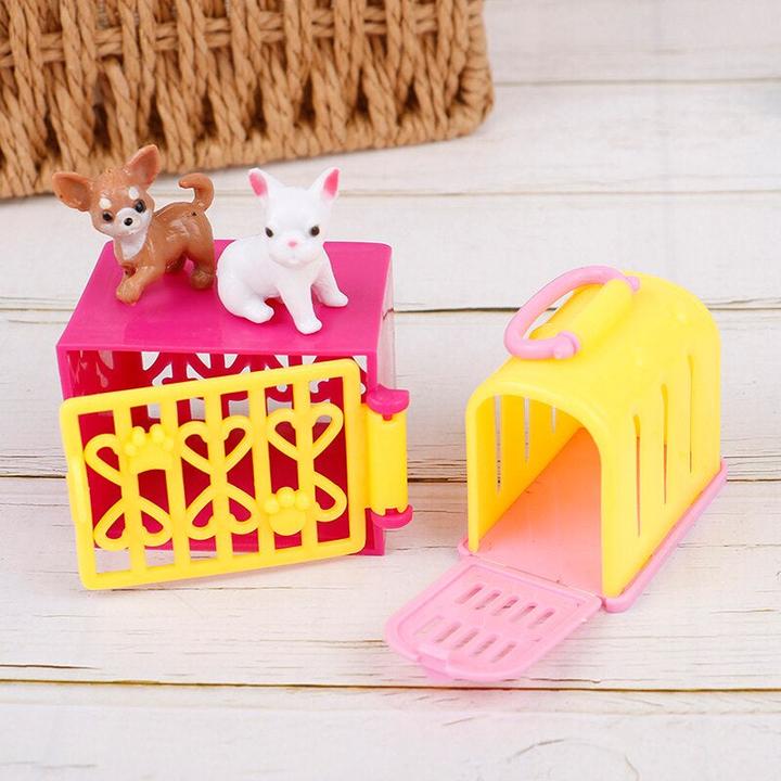Actual product image Hermex Set of 4 Barbie dogs and dog crates doll accessories pets