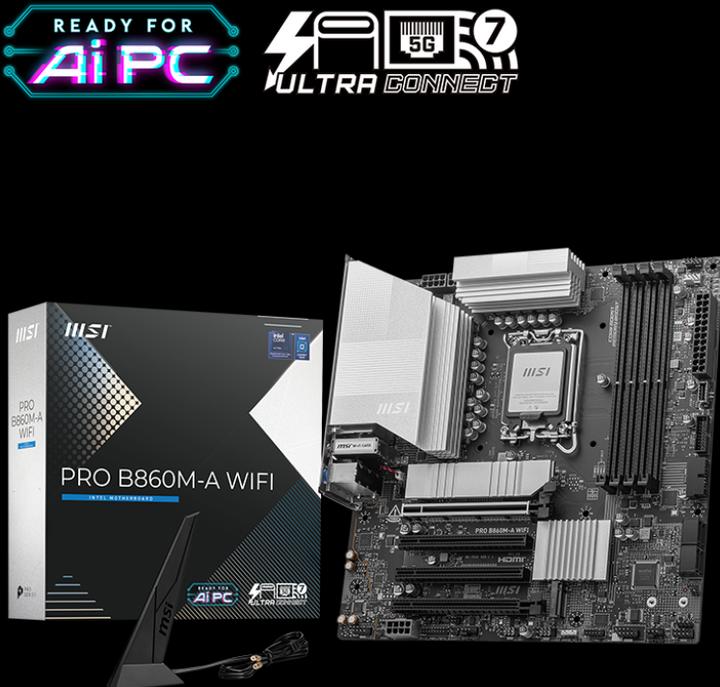 Actual product image MSI PRO B860M-A WIFI (LGA 1851, Intel B860, mATX)