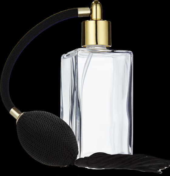 Produktbild Tischzerstäuber, Glas eckig mit Ballpumpe goldfarben für 100 ml, H 14 cm (100 ml)