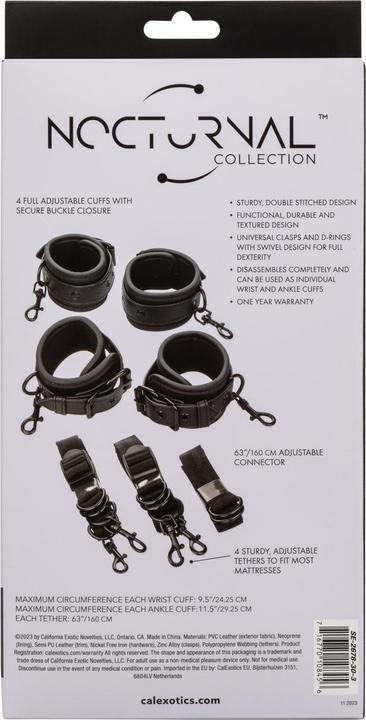 Actual product image CalExotics Nocturnal Bed Restraints Leather Adjustable Black