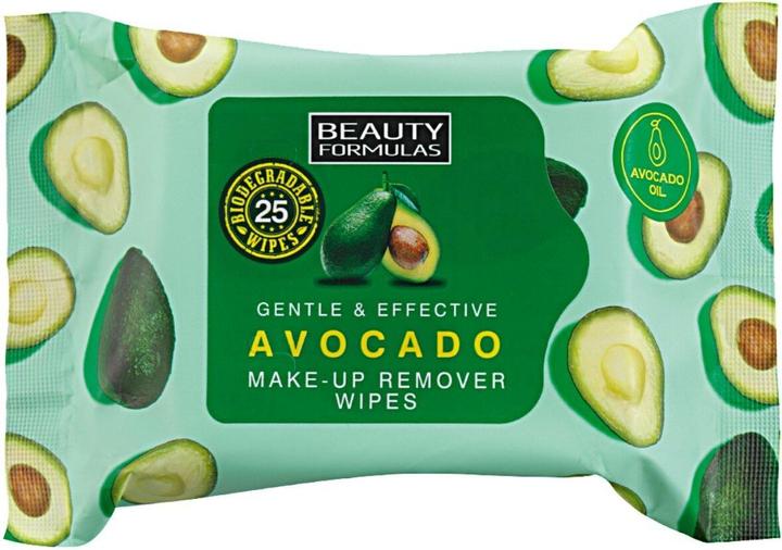 Beauty Formulas Makeup Remover Avocado Make-Up Remover Wipes With Avocado Oil 25Pcs. (Reinigungstücher)