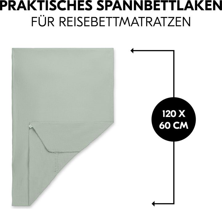 Actual product image Hauck Travel Bed Mattress Cover Sage (120 x 60 cm)