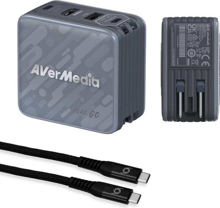 Actual product image AVerMedia Charging dock, Core GO (GC313) Black, 100W GaN, HDMI
