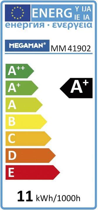 Label énergétique Megaman LED GU10 11 W blanc chaud réflecteur dimmable (GU10, 11 W, 900 lm, 1 x, F)