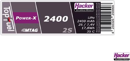 Actual product image Hacker LiPo Pack TF Power-X 2400-2S MTAG (7.40 V, 2400 mAh)