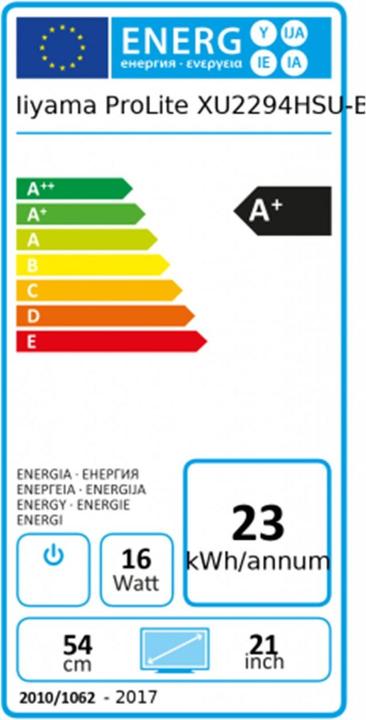 Energie-Label iiyama ProLite XU2294HSU-B1 (1920 x 1080 Pixel, 22")