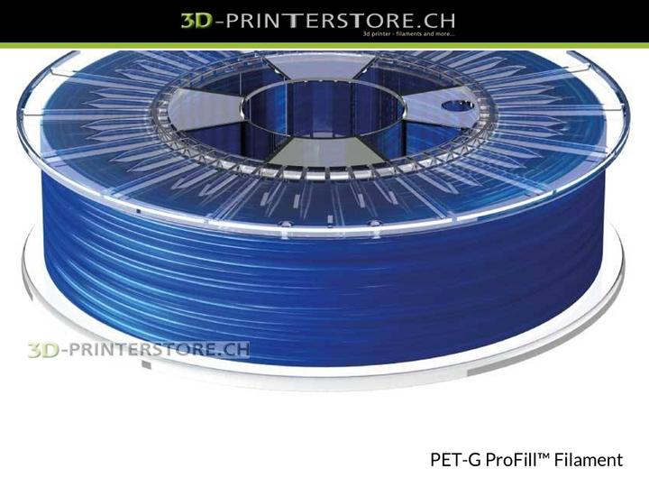 Image du produit 3d-printerstore.ch PETG ProFill bleu transparent 2.85mm 0.75kg (PETG, 2.85 mm, 750 g, Bleu)