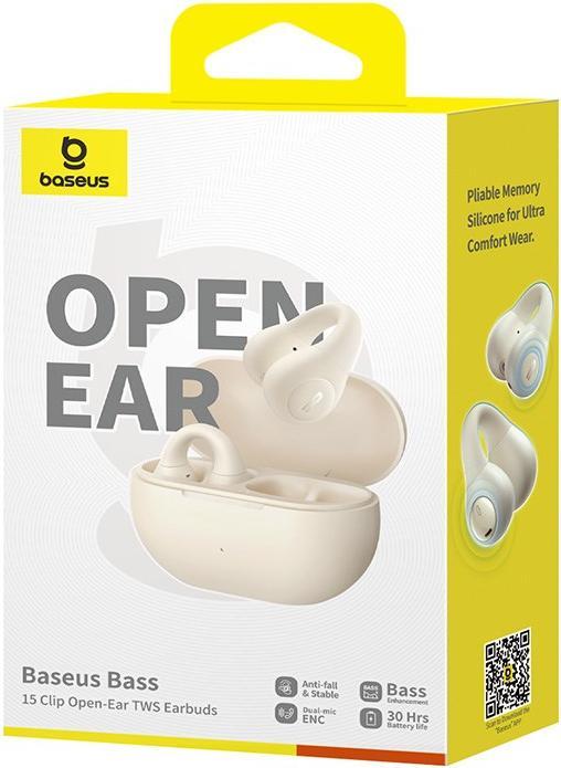 Image du produit Baseus Bass 15 Clip Open Ear Casque True Wireless Stereo (TWS) intra-auriculaire Appels/Musique Bluetooth (ANC, 7.50 h, Sans fil)