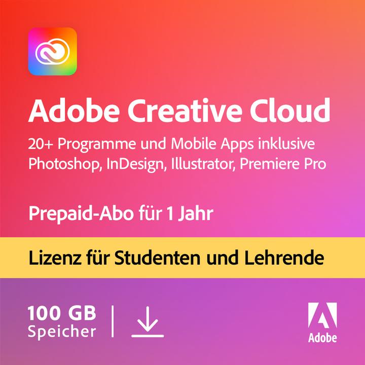 Produktbild Adobe Creative Cloud Individual Student & Teacher (1 User, 1 Geräte/User, 12 Monate)