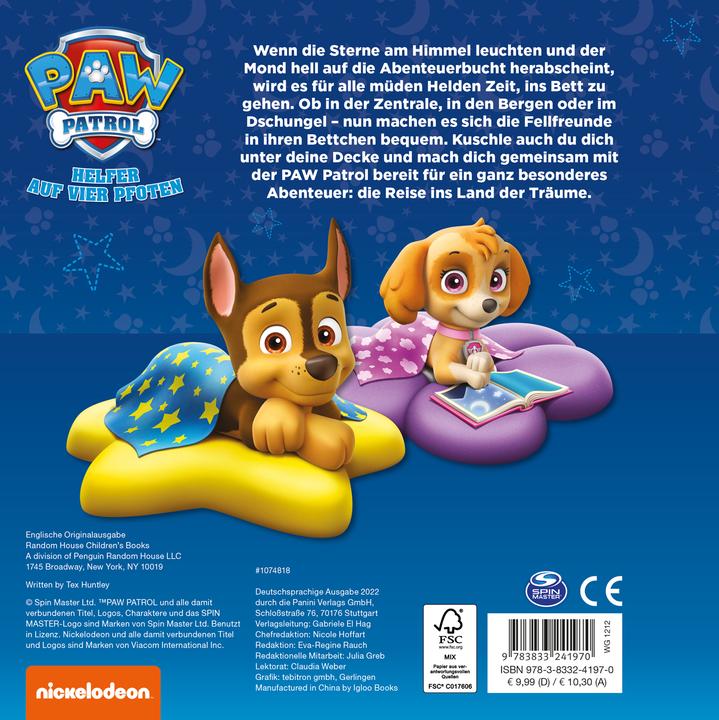 Image du produit Panini PAW Patrol: Meine erste Gutenachtgeschichte (Allemand, Tex Huntley, 2022)