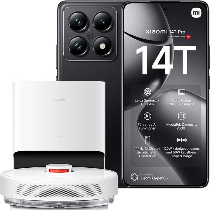 Xiaomi Pacchetto di lancio 14T Pro + Robot Vacuum X10 (512 GB, Titano Nero, 6.67", Doppia SIM, 50 Mpx, 5G)