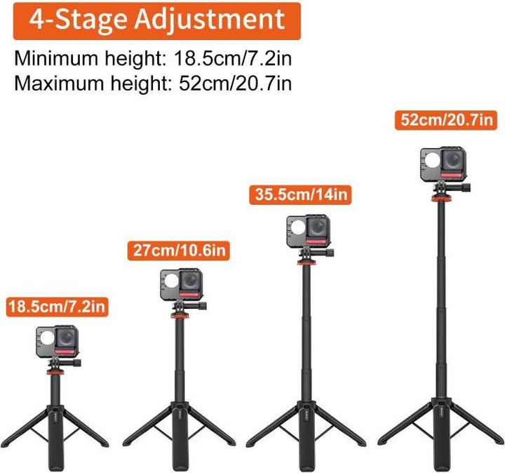 Produktbild Puluz Action Camera Extension Tripod Selfie Stick Stand for GoPro (Black)