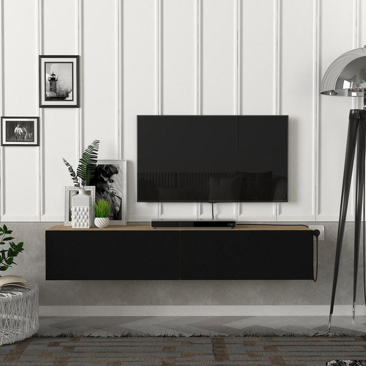 Actual product image En.Casa TV cabinet Toivakka 135x31x25cm oak look / black