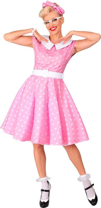 Actual product image Widmann 50's ROCK'N'ROLL FASHION ROSA (dress with petticoat, belt, hairband), M (M)