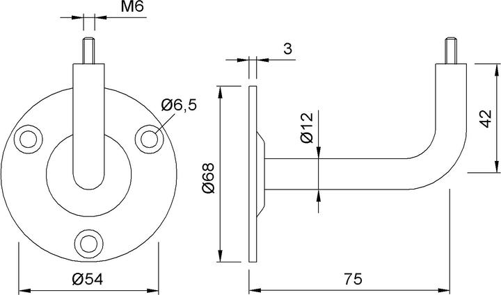 Actual product image Kws Handrail supports 4601 / 4602 / 4603 (Steel)