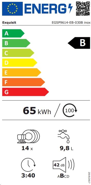 Label énergétique Exquisit EXQ EGSP9614-EB-030B Vaisselle