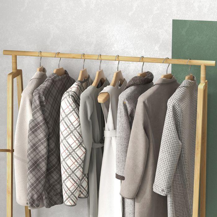 Produktbild Swisshandel24 Garderobenständer mit Schuhablage, Hutablage, Bambusrahmen, 110x42x152cm, Natur