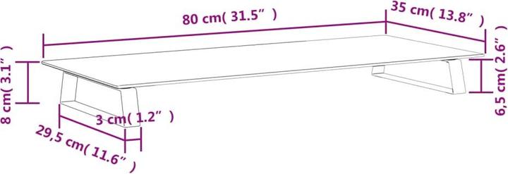 Actual product image VidaXL Monitor stand white 80x35x8 cm tempered glass and