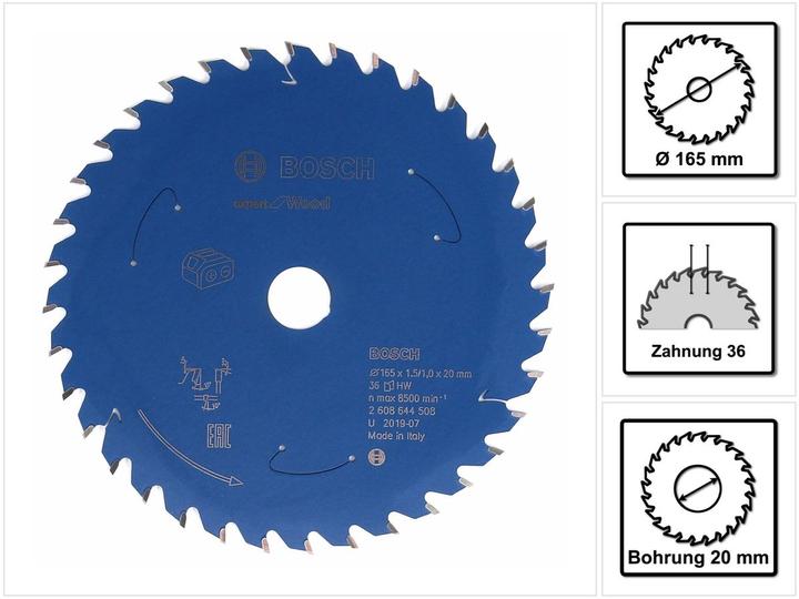 Produktbild Bosch Professional Zubehör Akku-Kreissägeblatt Expert for Wood, 165 x 1,5/1 x 20, 36 Zähne
