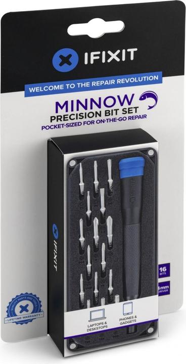 Actual product image iFixit Minnow Werkzeugset (000, 0, P5 Y000, TR8, PZ1 1x, Y0, TR10 P2, T5 TR6, T4, 2.5 mm T3)