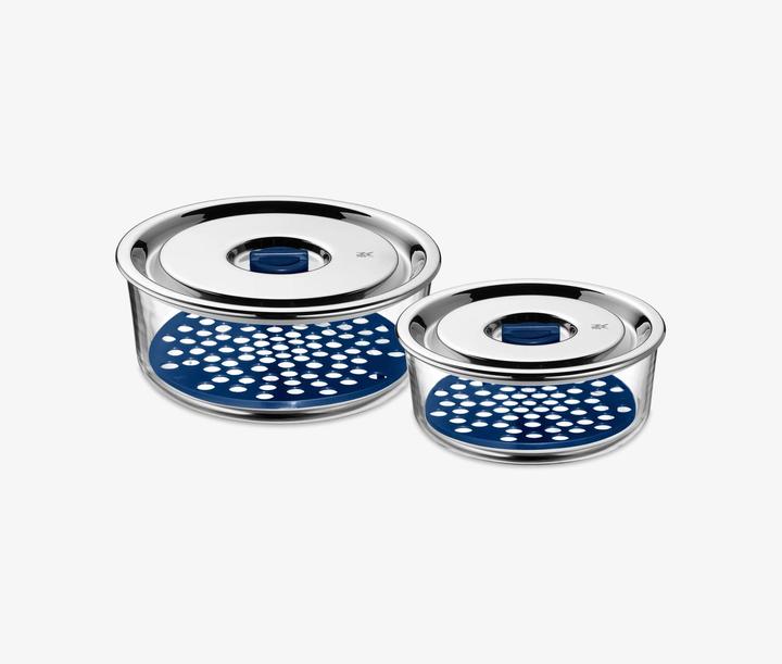 Produktbild WMF Frischhaltedosen Glas Set 2tlg luftdichter Deckel Abtropfgitter Top Serve