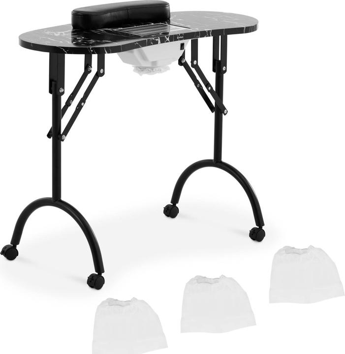 Produktbild Physa Nageltisch faltbar Maniküretisch Nagelstudio-Tisch Handauflage Rollen Schwarz